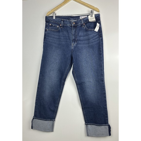 NWT Gap High Rise Cuffed '90s Slim Straight Jeans Blue Denim Plus Size 33 16 - Picture 12 of 12